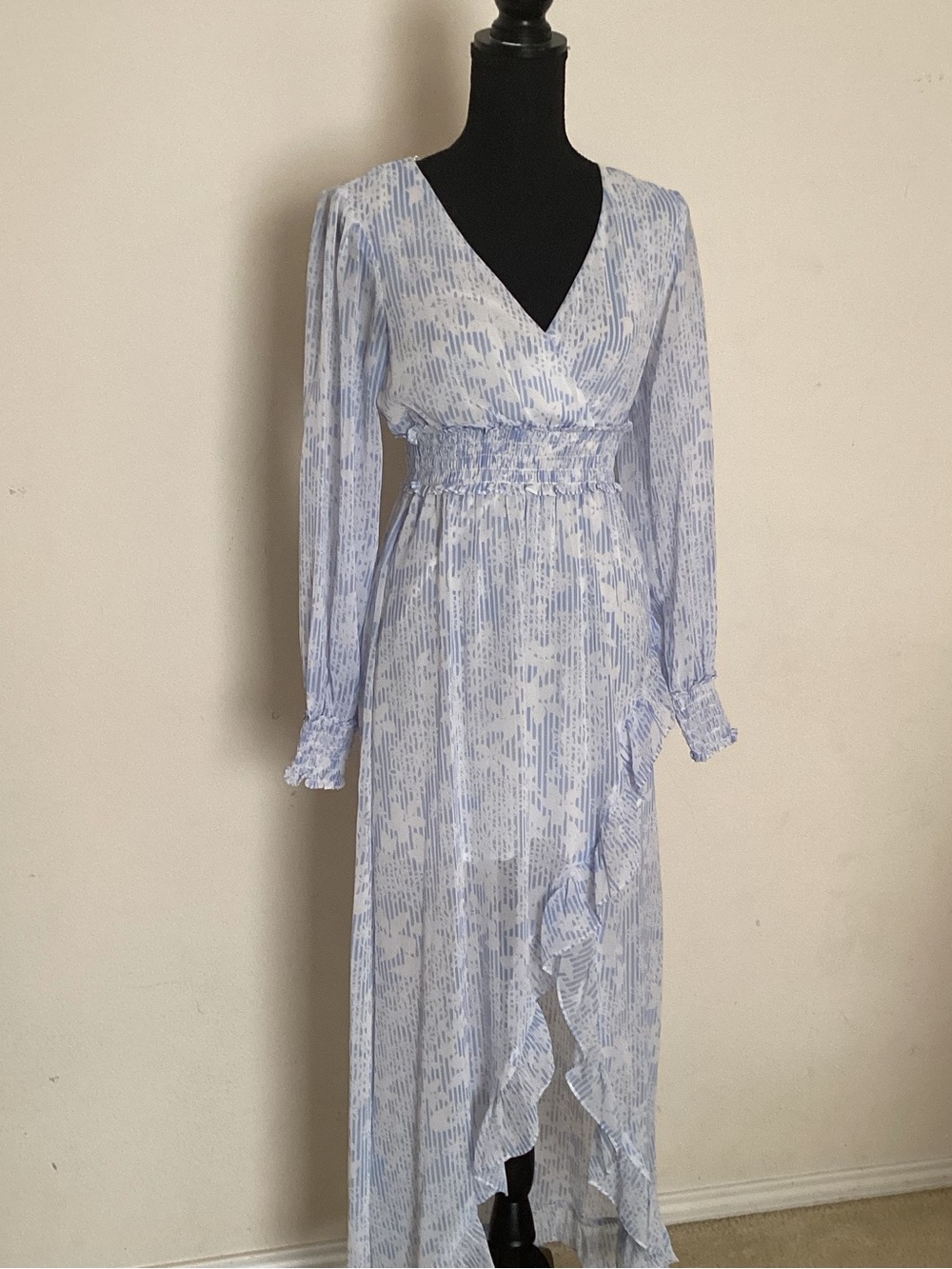 Willow & Clay Light Blue Printed Wrap Maxi Dress